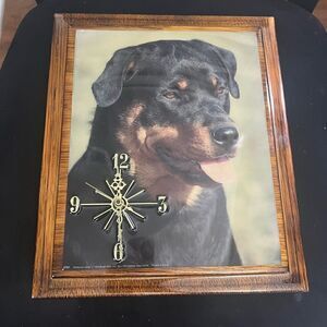 Rare Vintage Wooden Epoxy Rottweiler Clock 1993